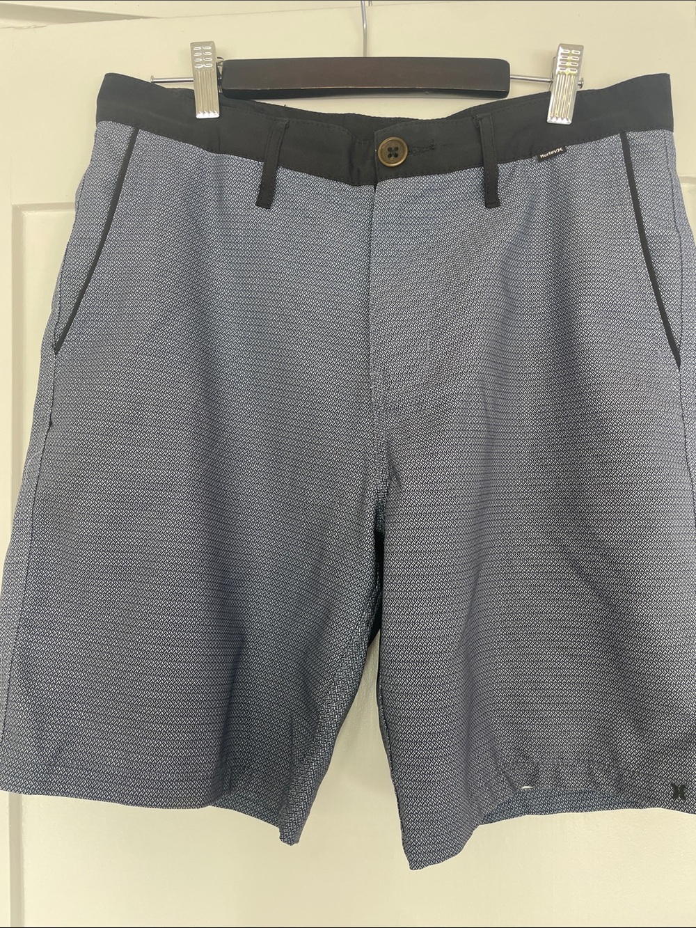 Hurley Blue Micro-Pattern Hybrid Shorts with Black Waistband